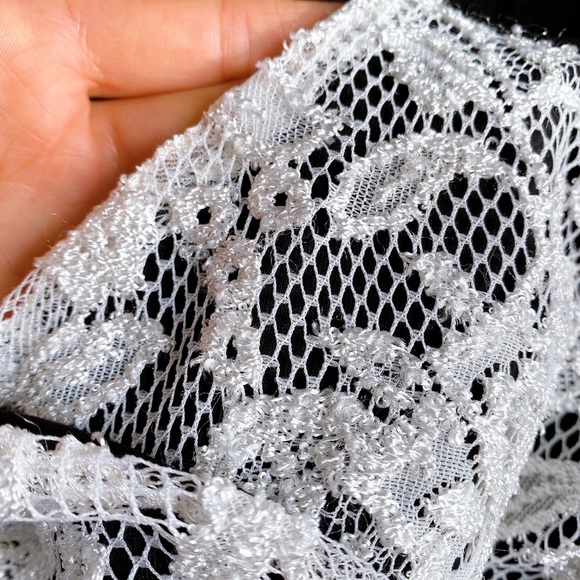 π€ ZALANDO BLACK WHITE LACE FLOWY MIDI DRESS! - Picture 9 of 13